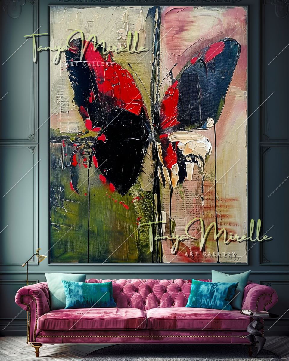 Bold Butterfly Abstract Oil Painting on Canvas #348