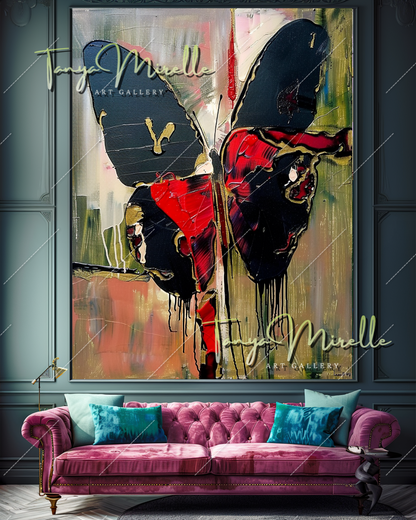 Bold Butterfly Abstract Oil Painting on Canvas #348