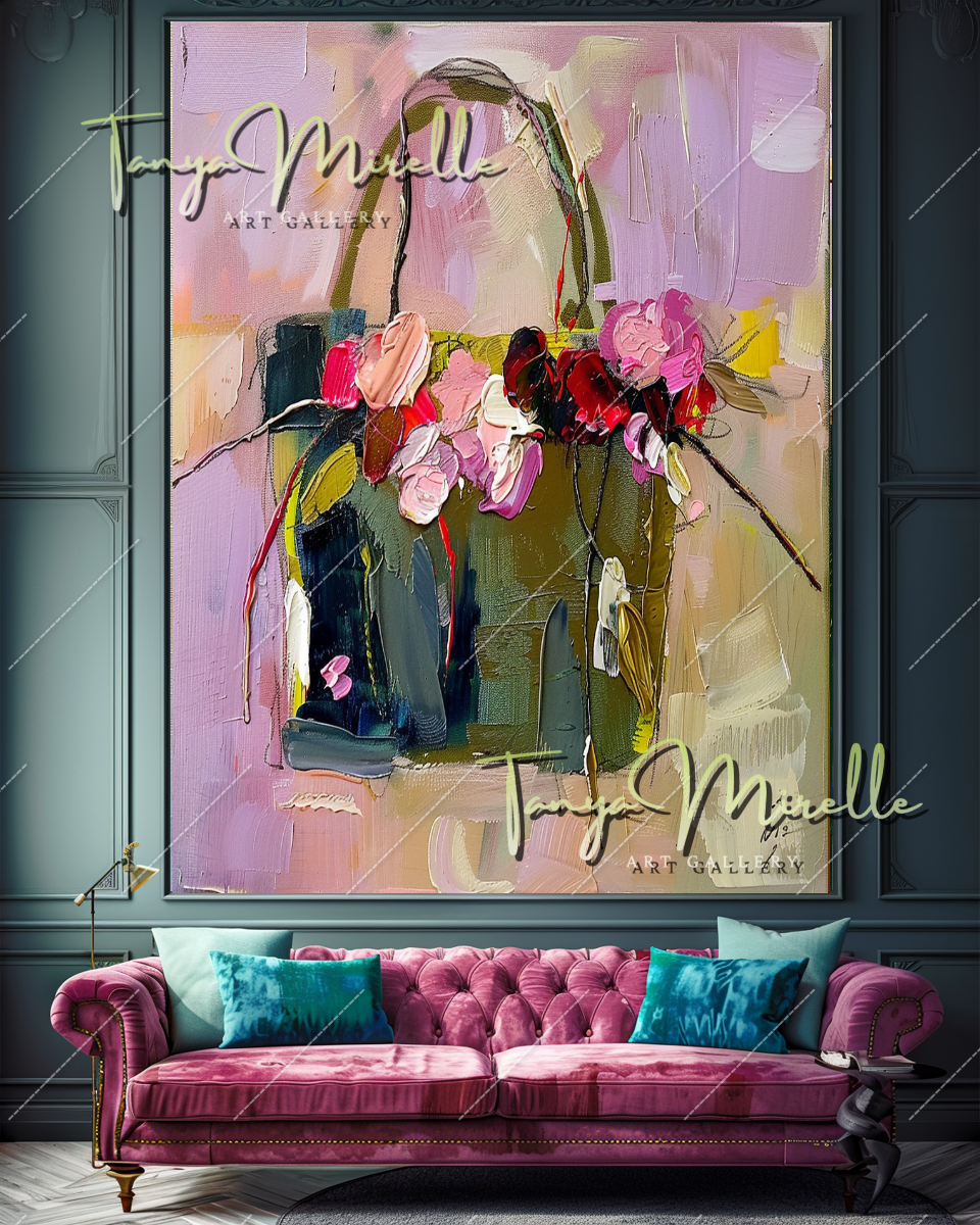 Abstract Floral Impasto Oil Painting on Canvas #355