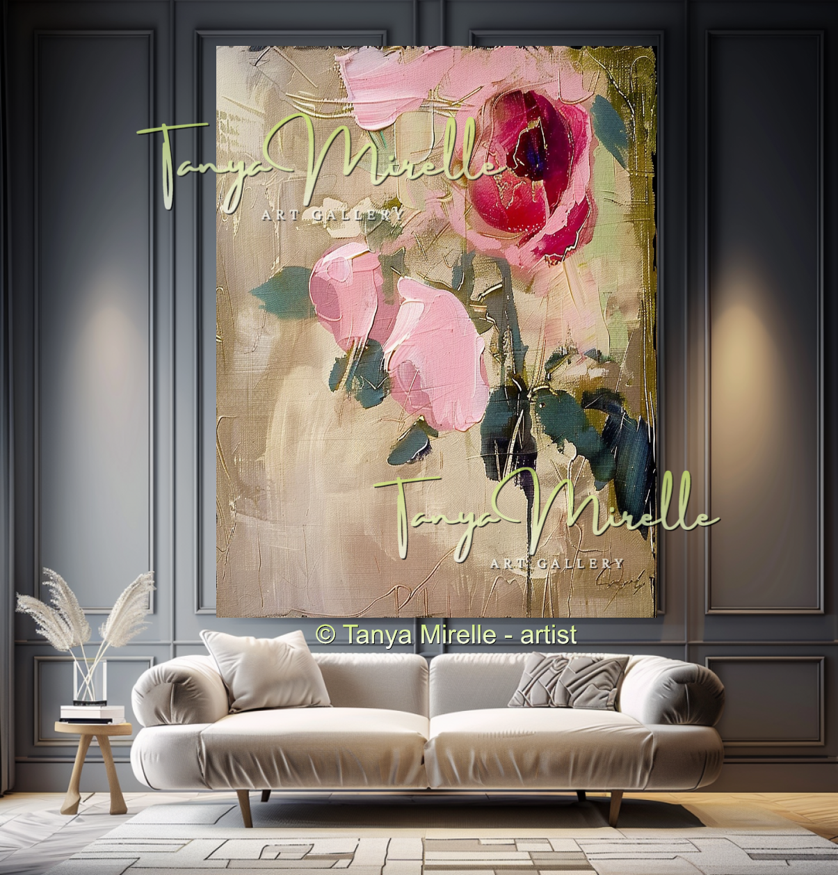 Vibrant Flower Bouquet Oil Painting for Bedroom or Hotel #329