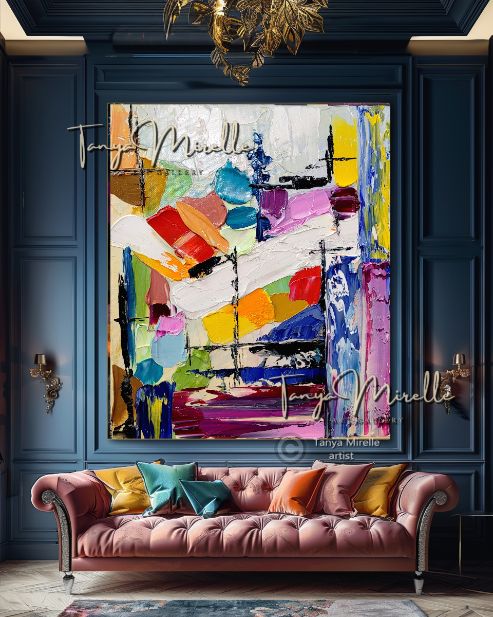 Abstract Painting - Purple Impasto Oil Painting on Canvas, No Frame abstract art abstract expressionism artistic gift colorful painting contemporary painting creative painting dreamy art fine art gallery art handmade painting high-relief art home decor home office decor impasto oil painting kaleidoscope art large wall art living room art modern wall art multicolor abstract original artwork textured canvas thick paint strokes unique decor vibrant colors