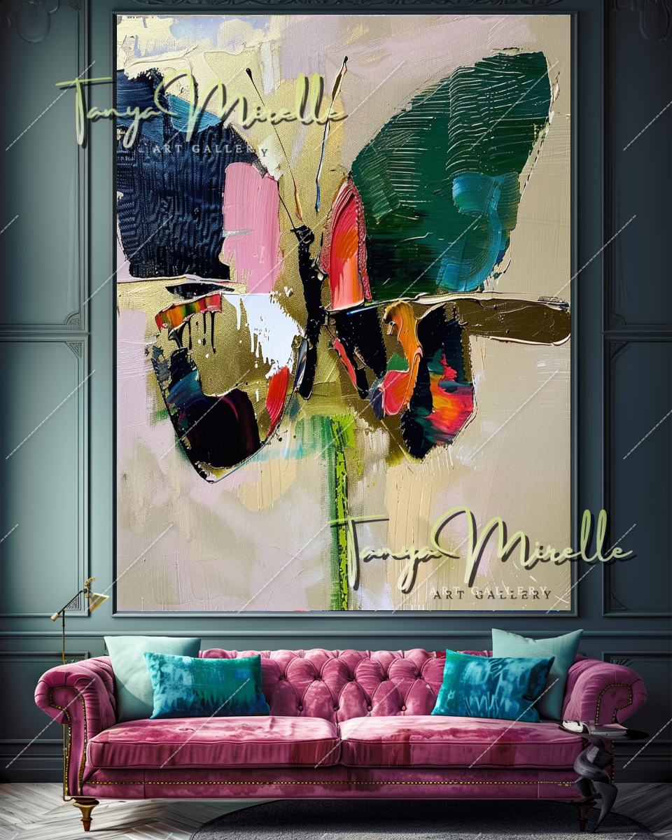Vivid Abstract Butterfly Oil Painting on Canvas #351