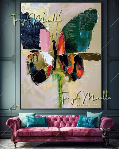 Vivid Abstract Butterfly Oil Painting on Canvas #351