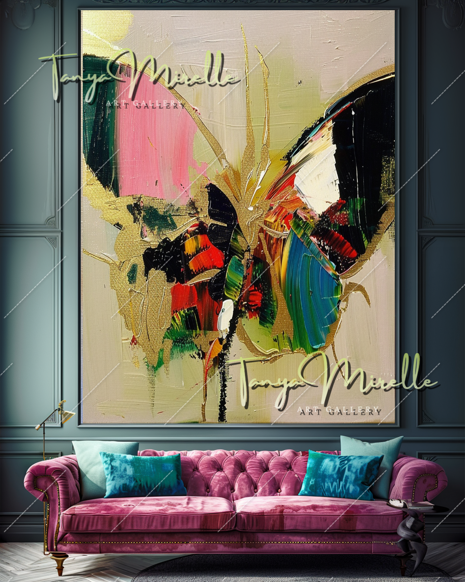 Vivid Abstract Butterfly Oil Painting on Canvas #351