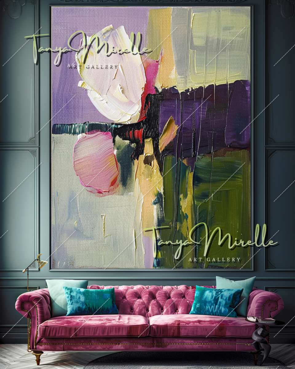 Colorful Abstract Flower Oil Painting, Palette Knife Art #358