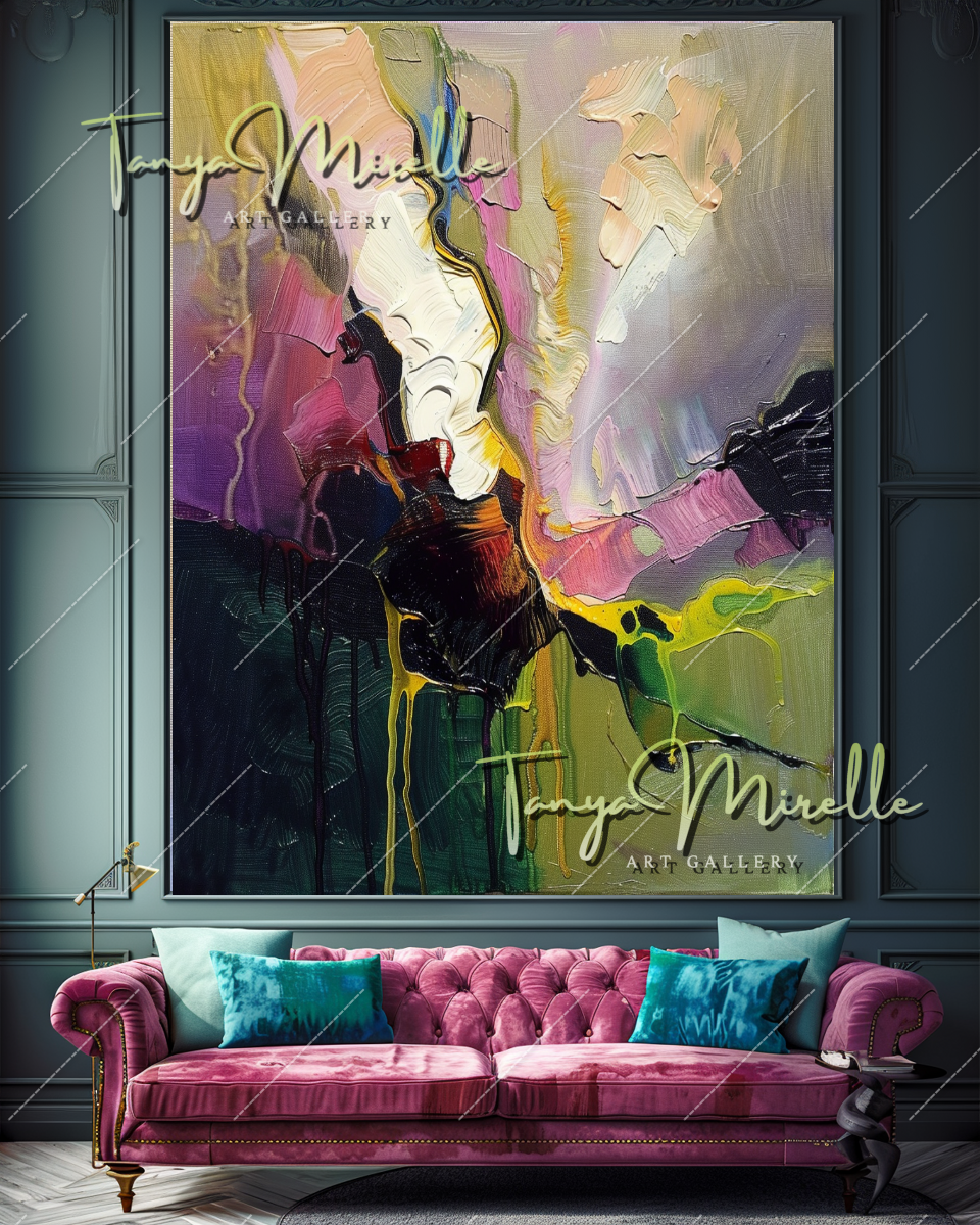 Colorful Abstract Flower Oil Painting, Palette Knife Art #358