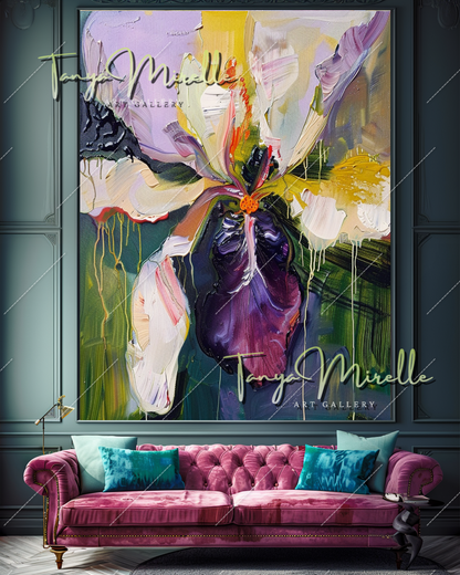 Colorful Abstract Flower Oil Painting, Palette Knife Art #359