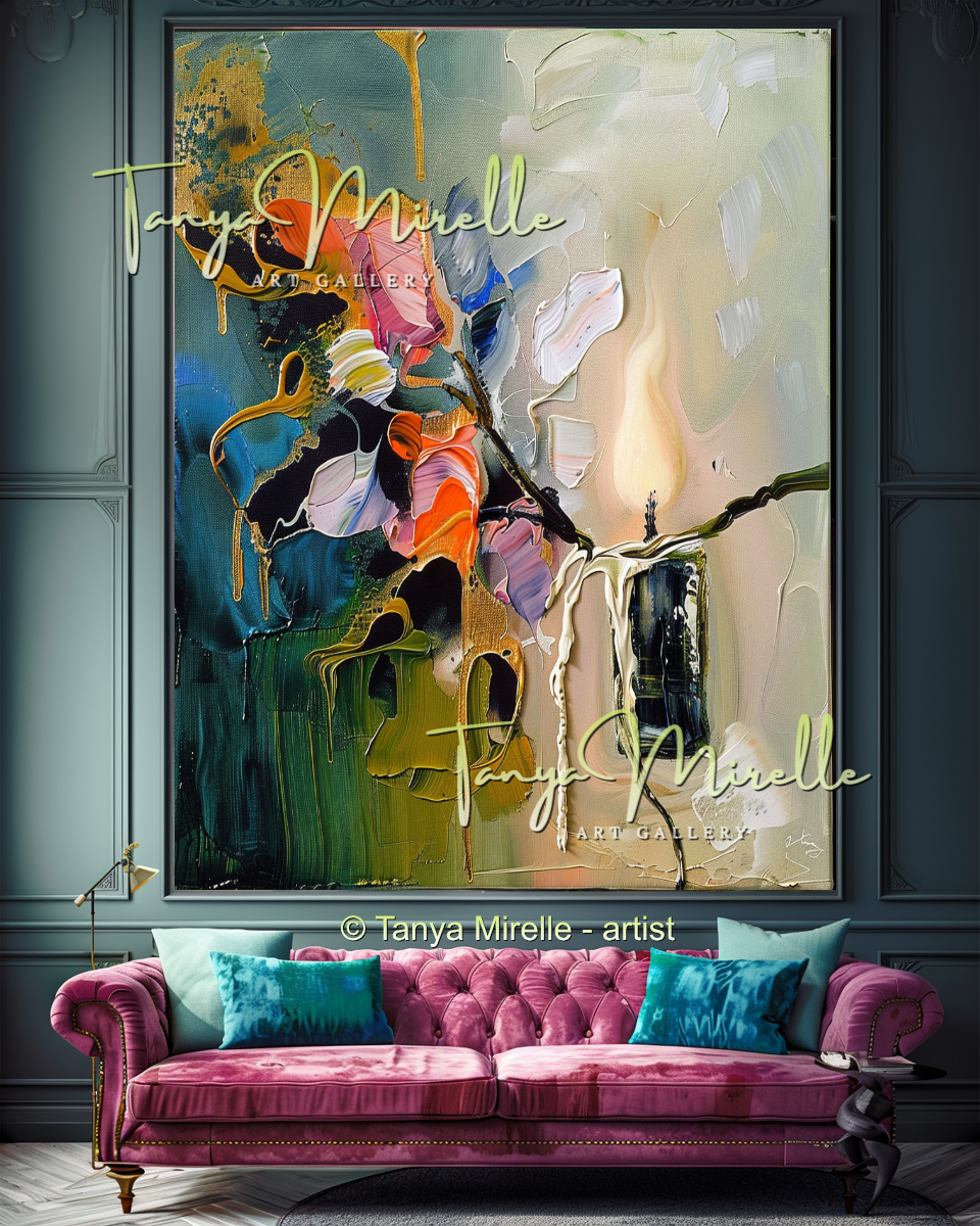 Luxury Floral Oil Painting for Bedroom or Hotel #321