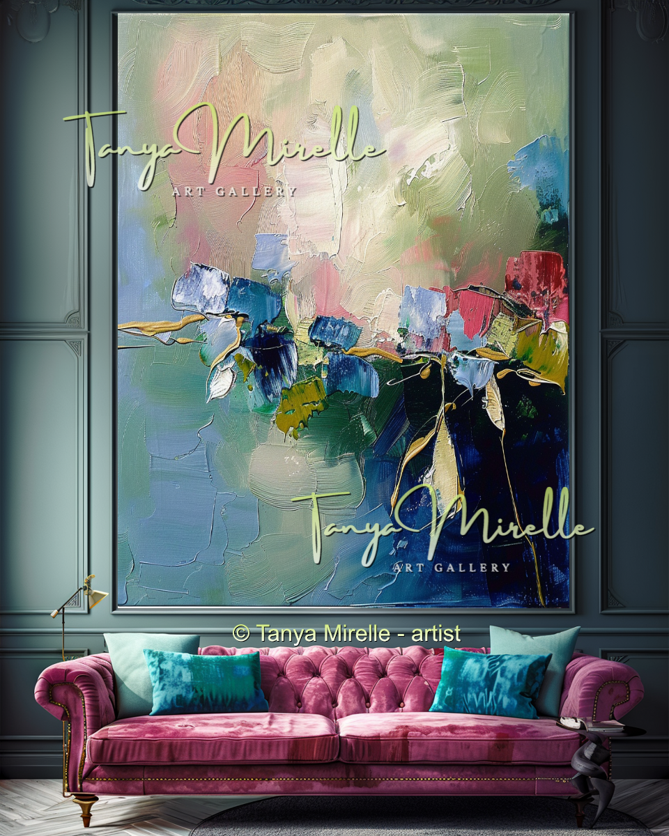 Modern Impasto Floral Wall Decor for Bedroom or Hotel #320