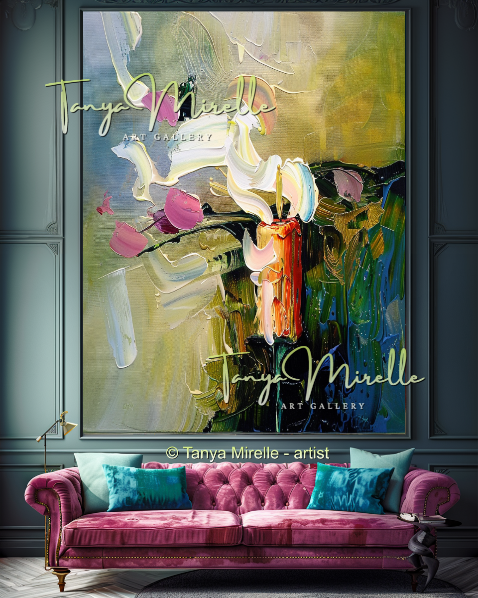 Luxury Floral Oil Painting for Bedroom or Hotel #321