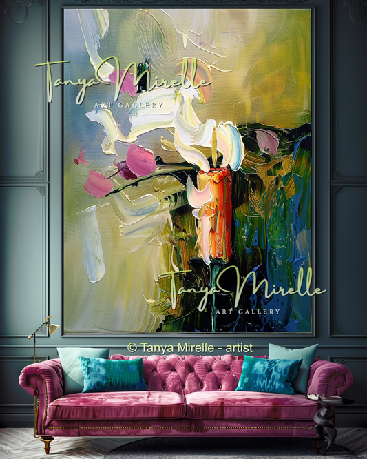 Luxury Floral Oil Painting for Bedroom or Hotel #321