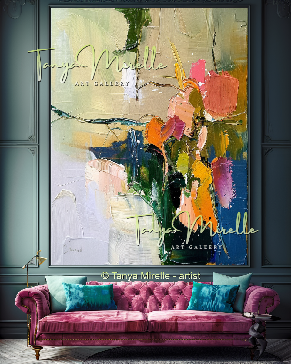 Luxury Floral Oil Painting for Bedroom or Hotel #321