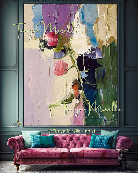 Statement Flower Oil Painting for Bedroom or Hotel #324