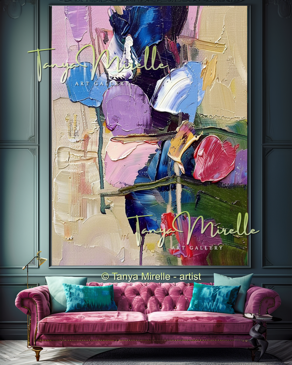 Statement Flower Oil Painting for Bedroom or Hotel #324