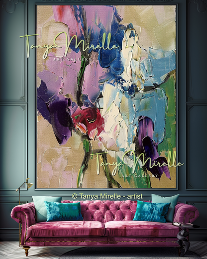 Statement Flower Oil Painting for Bedroom or Hotel #324