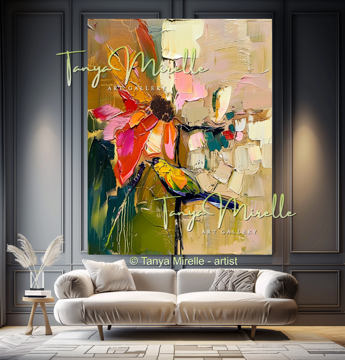 Sunflower Impasto Oil Painting for Living Room or Office #334