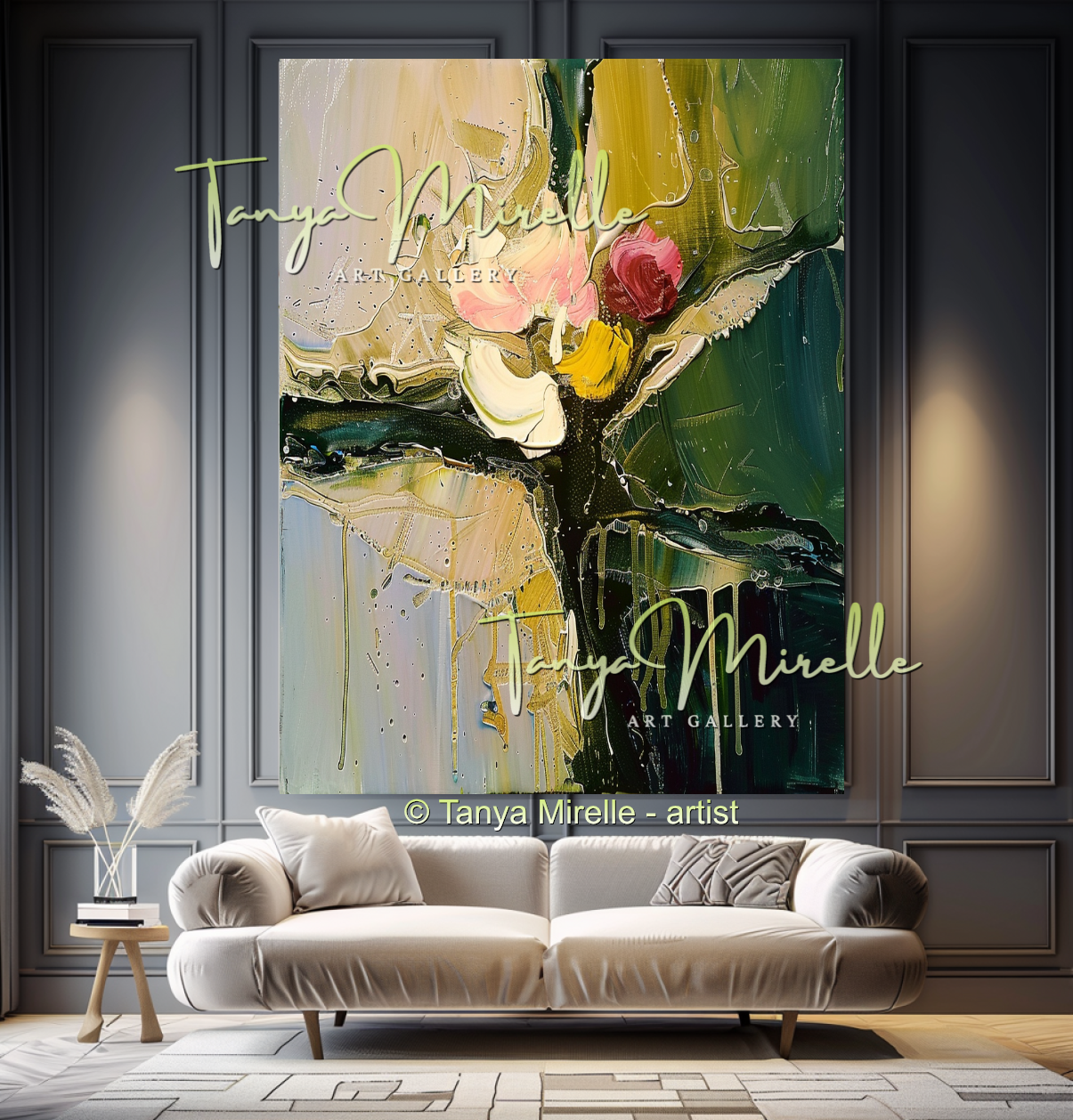 Large Modern Impasto Flower Wall Art #337
