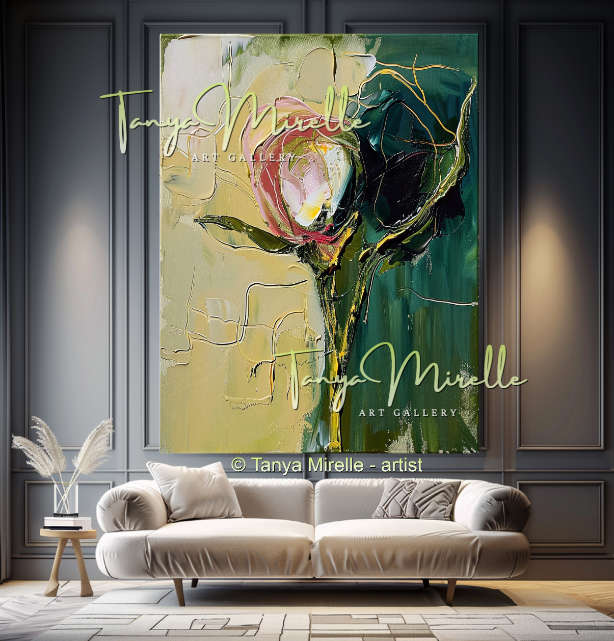 Large Modern Impasto Flower Wall Art #337