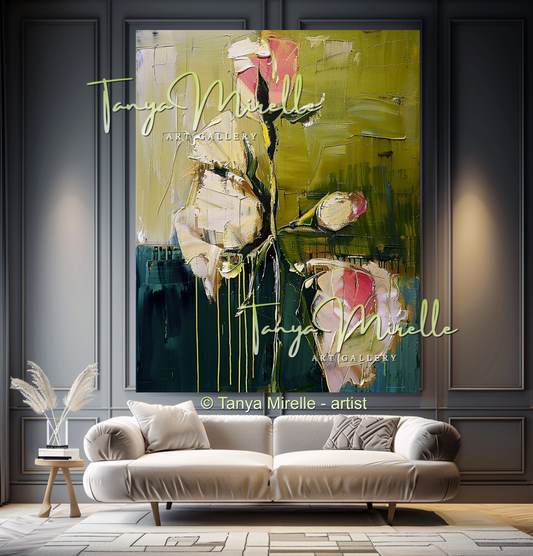 Large Modern Impasto Flower Wall Art #337