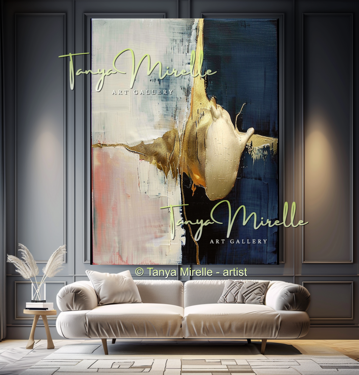 Chic Gold Painting, Modern Textured Impasto Wall Art #342