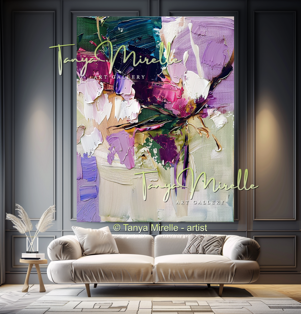 Textured Impasto Flower Wall Art on Canvas #312