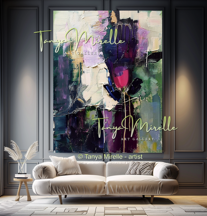 Purple Abstract Oil Painting, Modern Impasto Wall Art #344