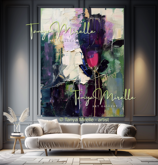 Purple Abstract Oil Painting, Modern Impasto Wall Art #344