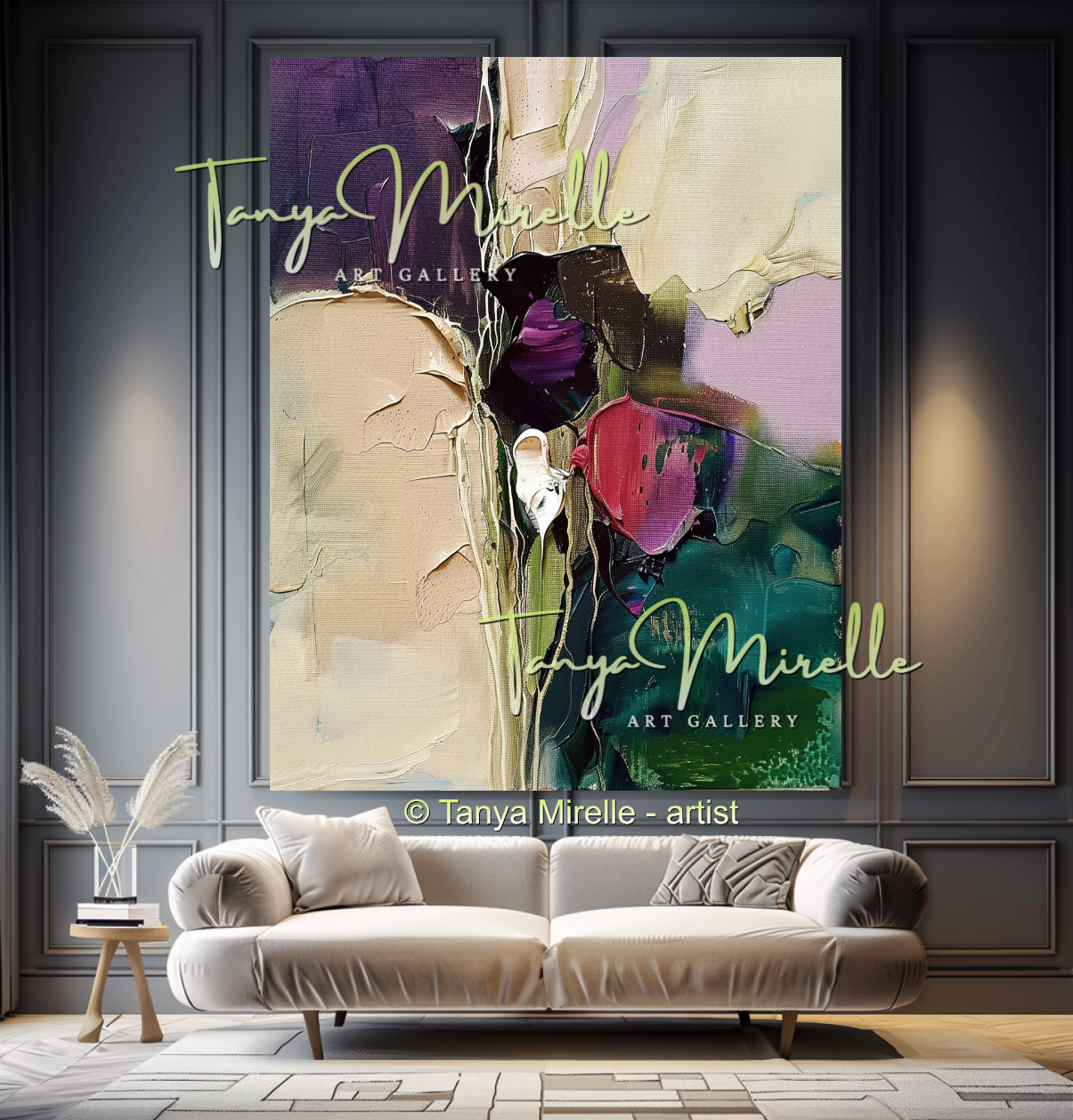 Purple Abstract Oil Painting, Modern Impasto Wall Art #344