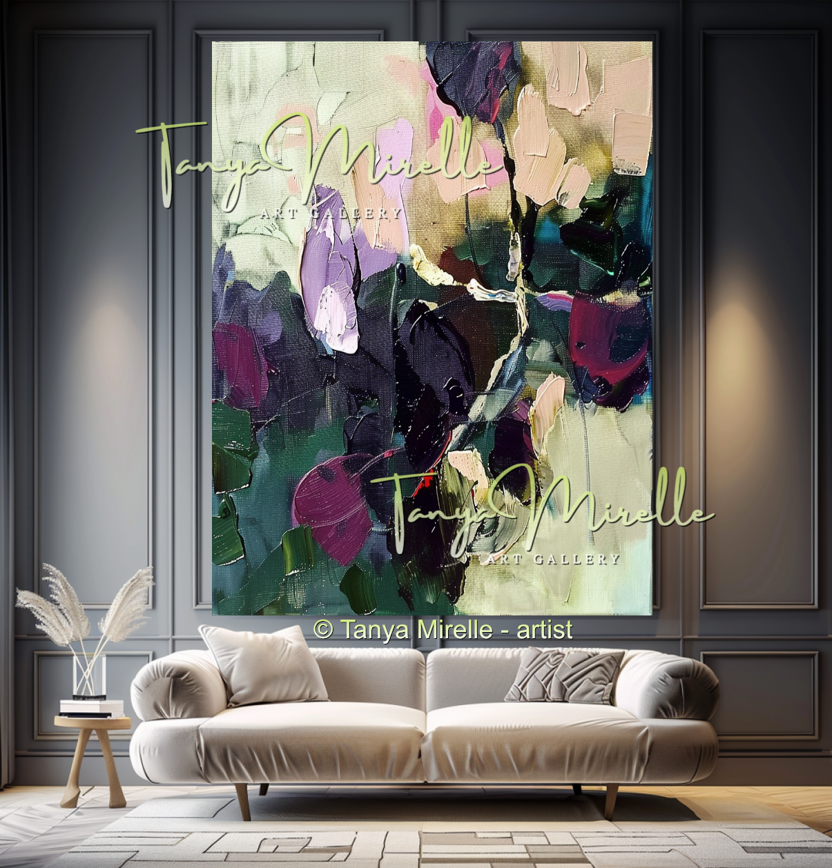 Purple Abstract Oil Painting, Modern Impasto Wall Art #344