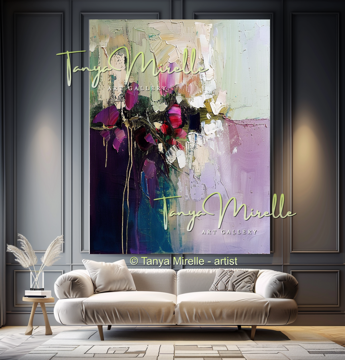Textured Impasto Flower Wall Art on Canvas #312