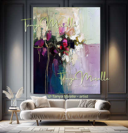 Textured Impasto Flower Wall Art on Canvas #312