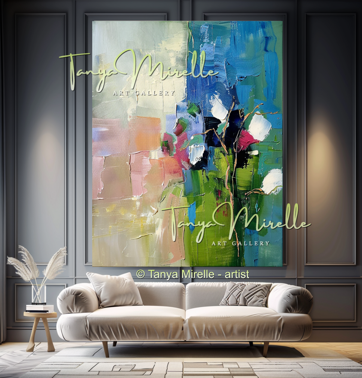 Impasto Floral Artwork for Living Room or Office #318