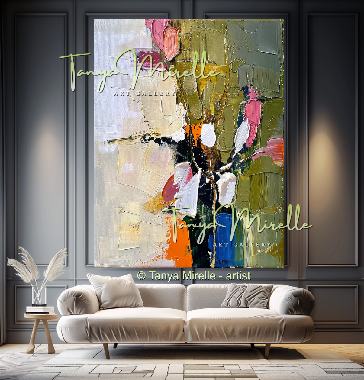 Impasto Floral Artwork for Living Room or Office #318
