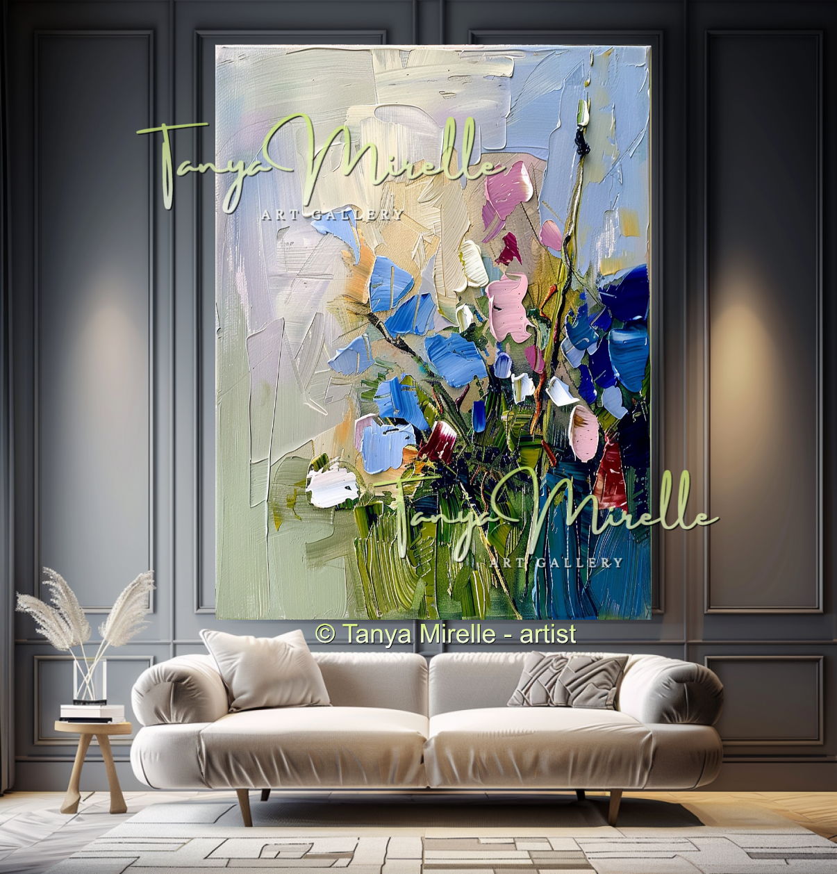 Impasto Floral Artwork for Living Room or Office #318