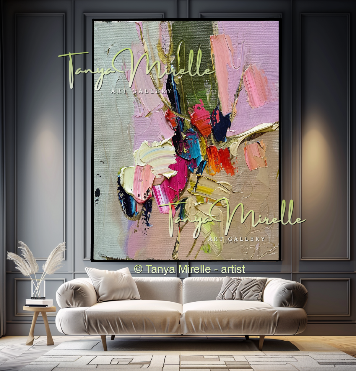 Large Floral Oil Painting on Canvas for Living Room #309