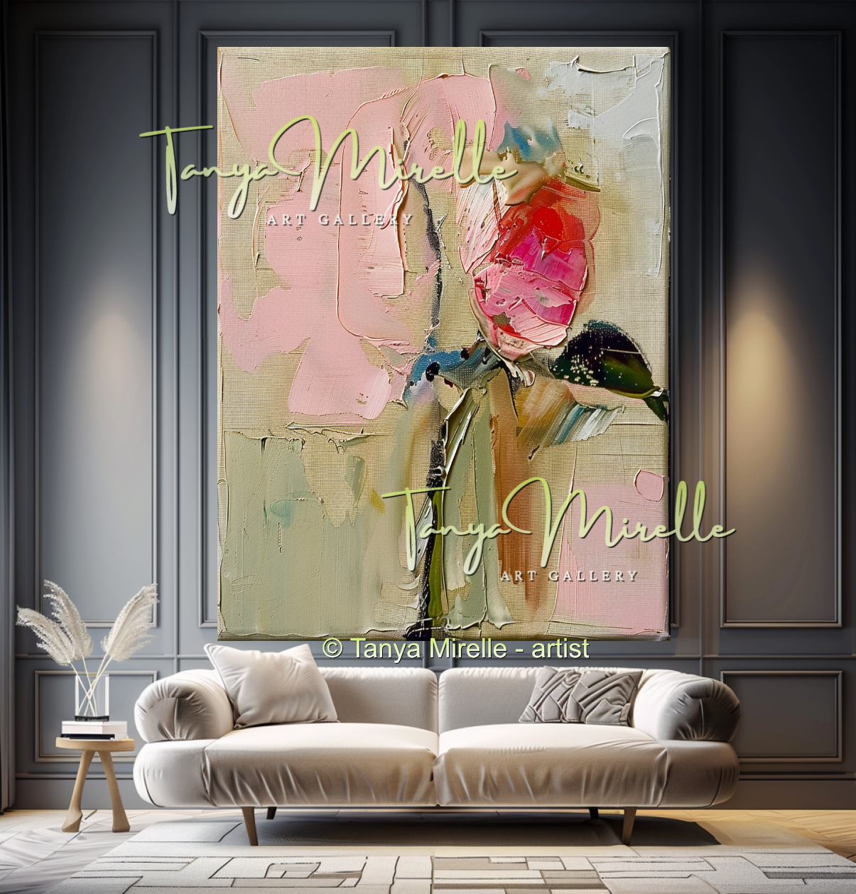 Vibrant Flower Bouquet Oil Painting for Bedroom or Hotel #329