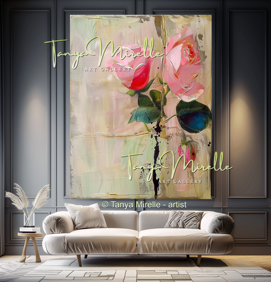Vibrant Flower Bouquet Oil Painting for Bedroom or Hotel #329