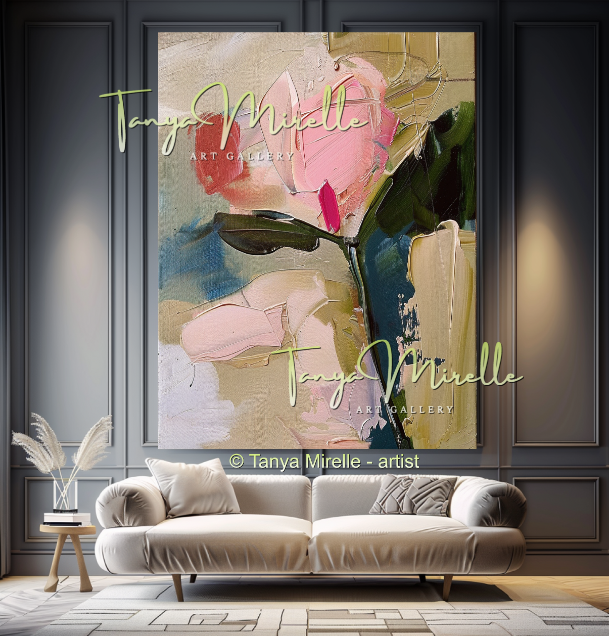 Vibrant Flower Bouquet Oil Painting for Bedroom or Hotel #329