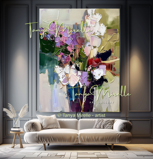Original Flower Bouquet Oil Painting on Canvas #311