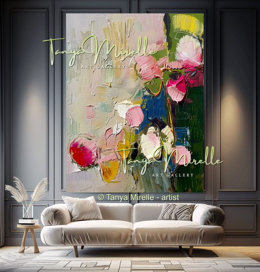 Colorful Textured Impasto Flower Art #332