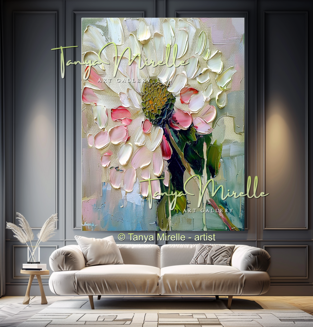 Peony Impasto Oil Painting for Living Room or Office #333