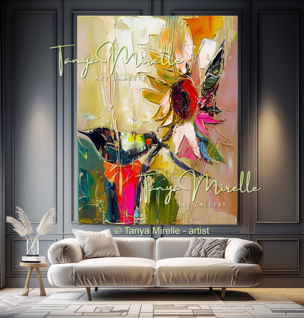 Sunflower Impasto Oil Painting for Living Room or Office #334