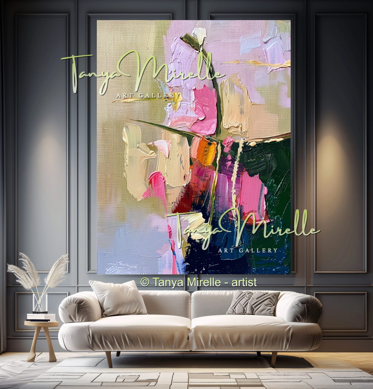 Modern Floral Abstract Wall Art for Living Room #308