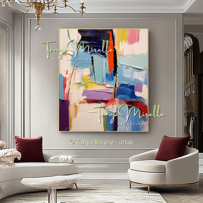Abstract Impasto Oil Canvas Wall Art, Modern Home Decor #228